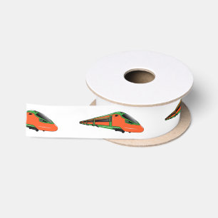Bullet train cartoon illustration satin ribbon