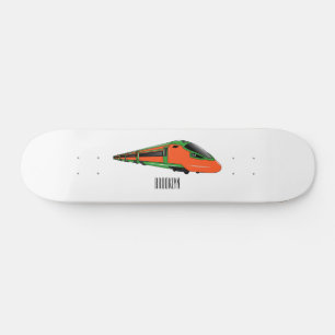 Bullet train cartoon illustration skateboard
