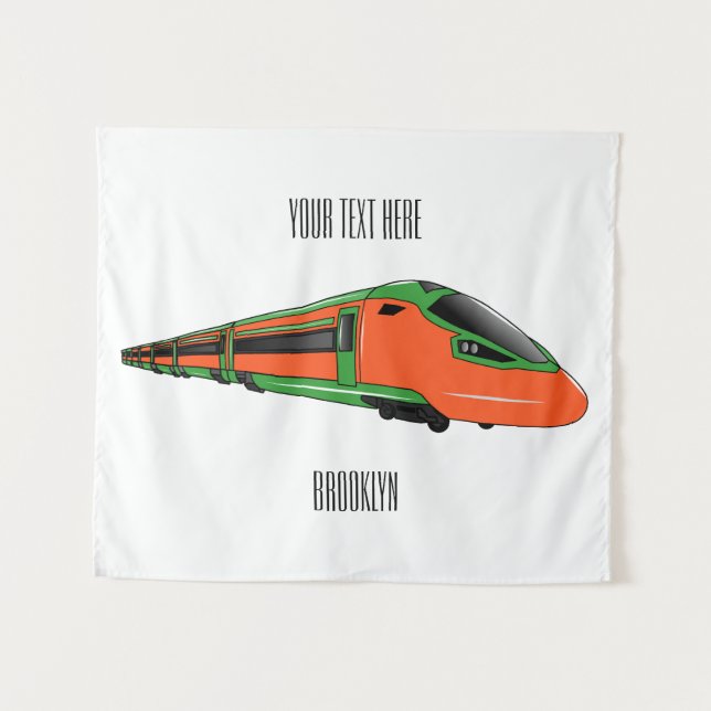 Bullet train cartoon illustration tapestry (Front (Horizontal))