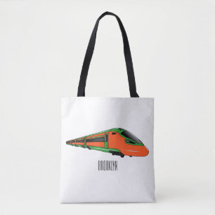 Bullet train cartoon illustration tote bag