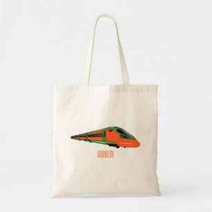Bullet train cartoon illustration tote bag