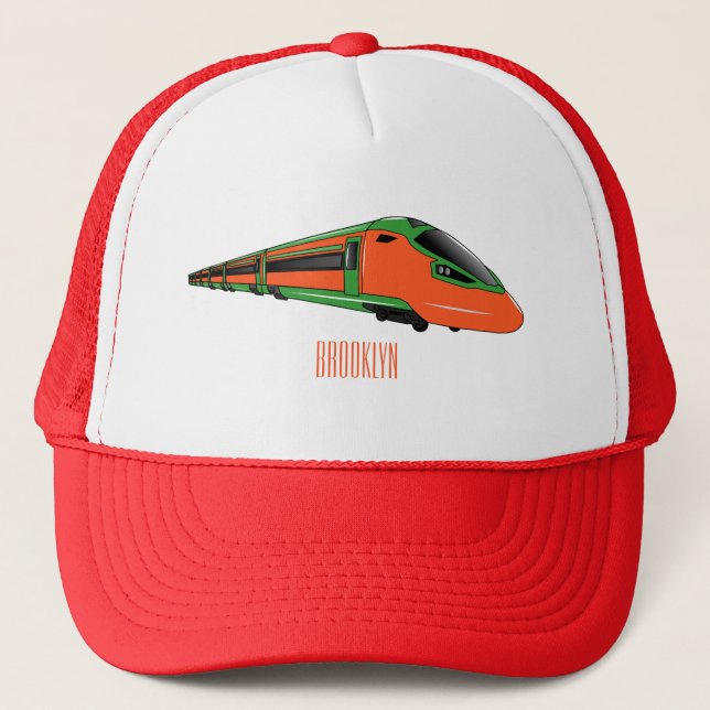 Bullet train cartoon illustration trucker hat (Front)