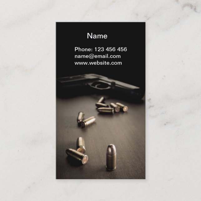 bullets and handgun business card (Front)