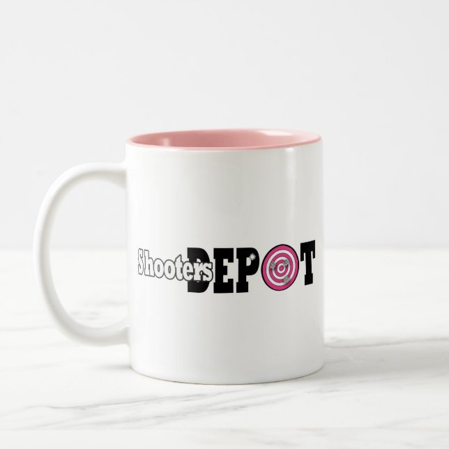 bullets, pink-logo1 Two-Tone coffee mug (Left)