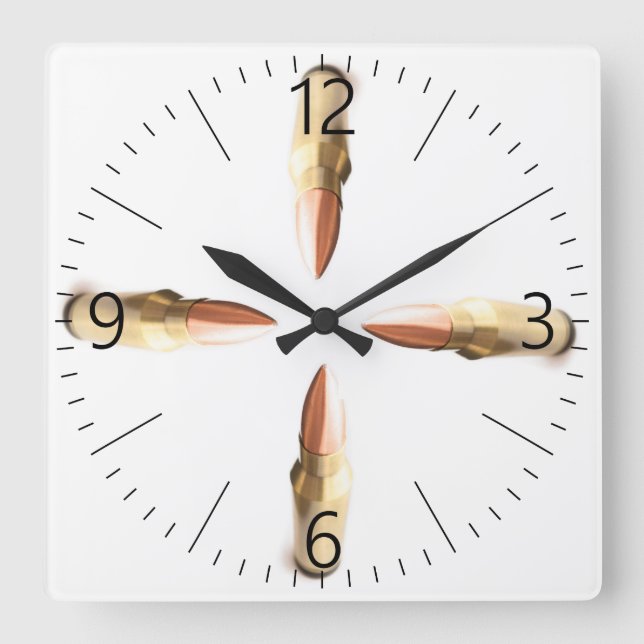Bullets Square Wall Clock (Front)