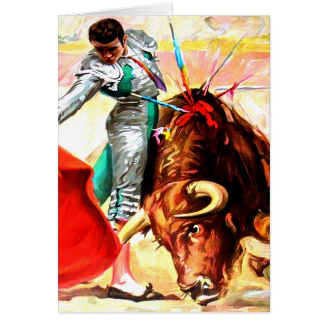 Bullfight Bull Fight Vintage Poster Art Blank Note (Front)