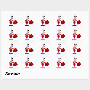 Bullfighter And Red Cape Square Sticker