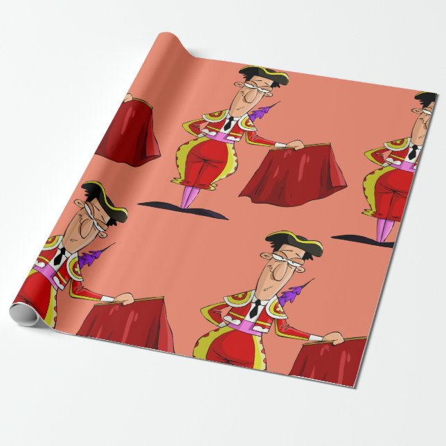 Bullfighter And Red Cape Wrapping Paper (Unrolled)