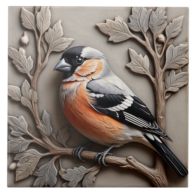 Bullfinch - Arts And Crafts Ceramic Tile (Front)