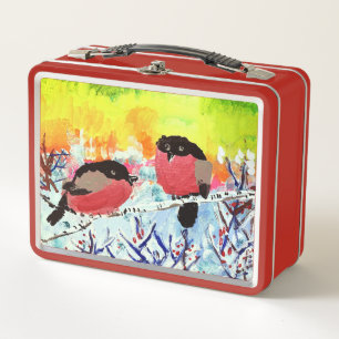Bullfinch Birds Metal Lunch Box