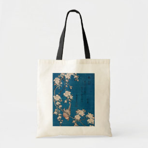 Bullfinch on a Weeping Cherry Branch by Hokusai Tote Bag