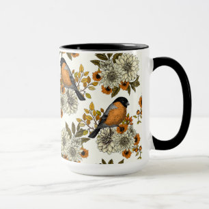 Bullfinch on autumn florals 2 mug