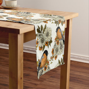 Bullfinch on autumn florals 2 short table runner