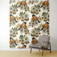 Bullfinch on autumn florals 2