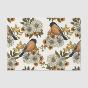 Bullfinch on autumn florals 2 tissue paper