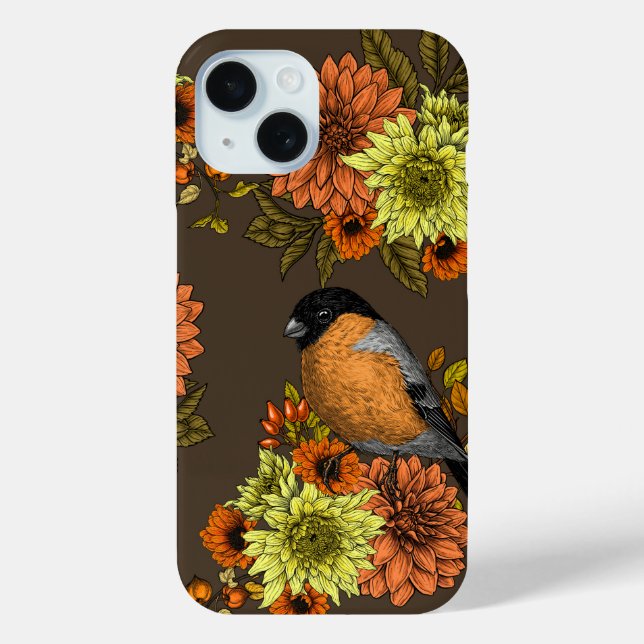 Bullfinch on autumn florals Case-Mate iPhone case (Back)