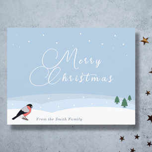 Bullfinch & Snow Landscape Christmas Greeting Card