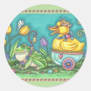 BULLFROG & DUCK EASTER EGG STICKERS Sheet Round