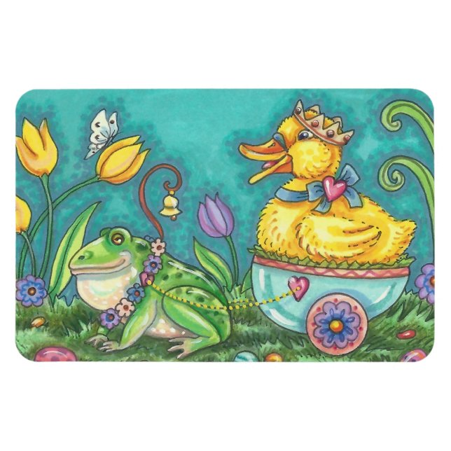 BULLFROG & DUCK PRINCE EASTER SPRING MAGNET LGE (Horizontal)