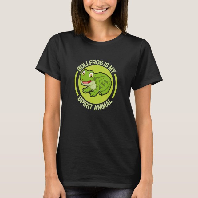 Bullfrog Is My Spirit Animal Cute Frog Catching T-Shirt (Front)