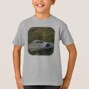 Bullfrog On Rock In Pond Nature  T-Shirt