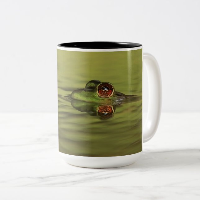 Bullfrog Swimming Two-Tone Coffee Mug (Front Right)