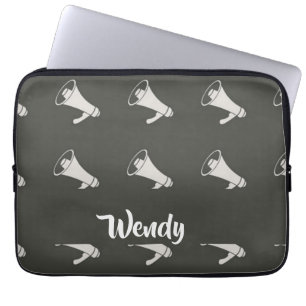 Bullhorn pattern on grey laptop sleeve