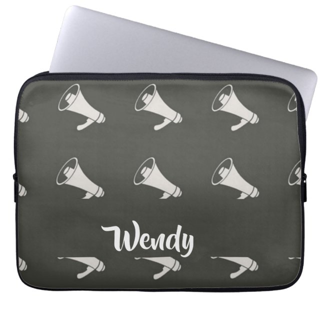 Bullhorn pattern on grey laptop sleeve (Front)