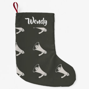 Bullhorn pattern on grey  small christmas stocking