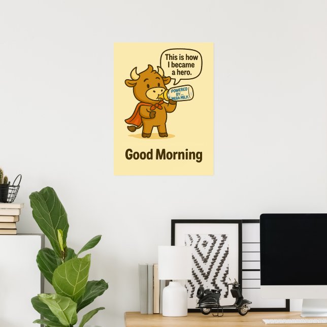 Bullio's Morning Secret – Good Morning Motivation Poster (Home Office)