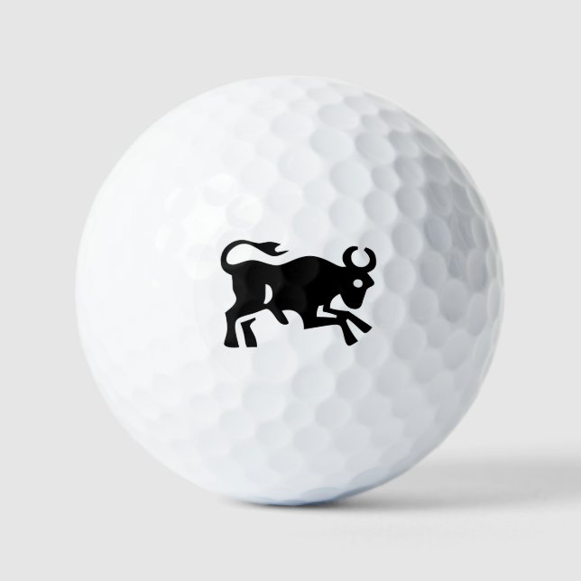 Bullish Black bull cattle bovine aggressive sharp Golf Balls (Front)