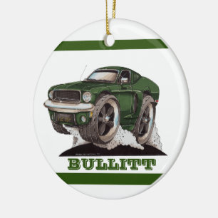 Bullitt Green Mustang Classic Movie Cartoon Car Ceramic Ornament