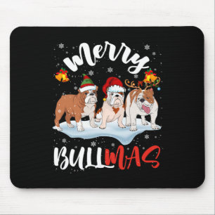 Bullmas Fun Santa Reindeer Elf Bulldog Christmas Mouse Pad