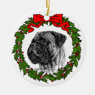 Bullmastiff Art by Glenda S. Harlan Ceramic Ornament