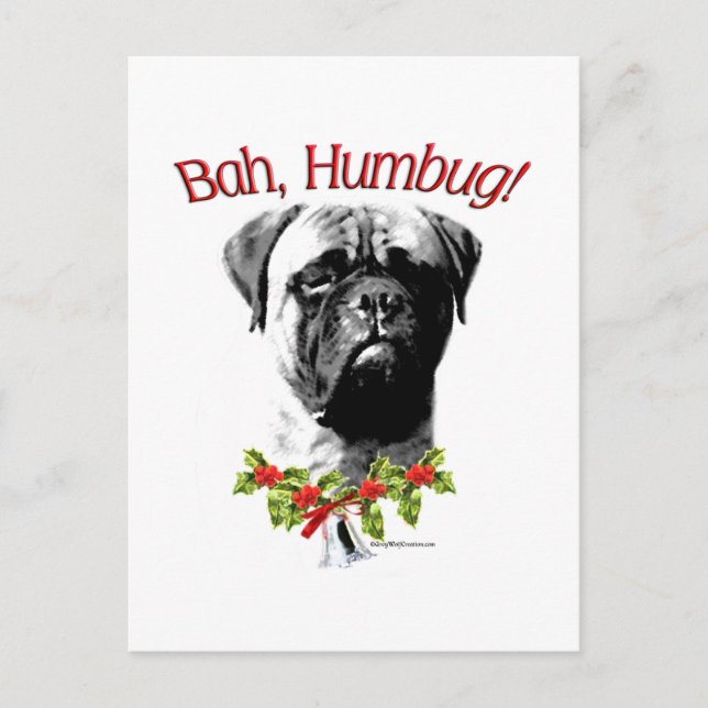 Bullmastiff Bah Humbug Postcard (Front)