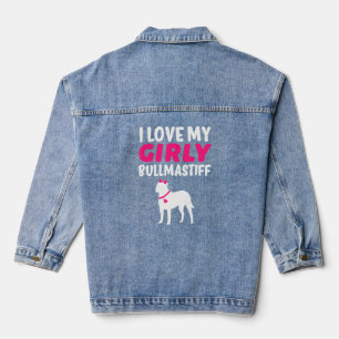 Bullmastiff Canine Funny Girl Dog Pup Gender Revea Denim Jacket