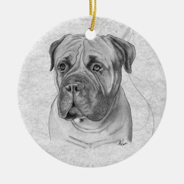 Bullmastiff Ceramic Ornament (Front)