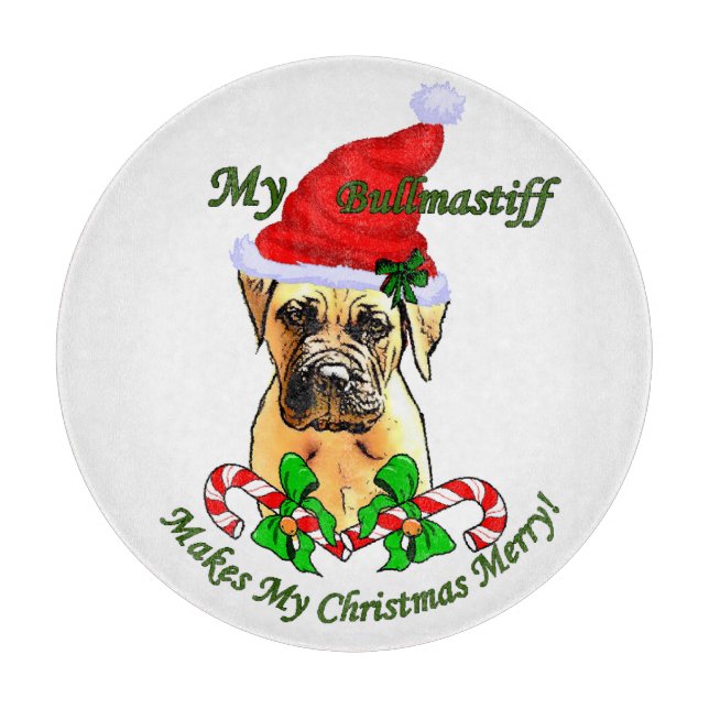 Bullmastiff Christmas Cutting Board (Front)
