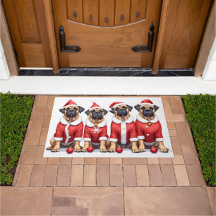 Bullmastiff Christmas Dress Santa Hat Doormat