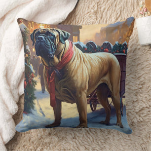 Bullmastiff Christmas Festive Season  Cushion