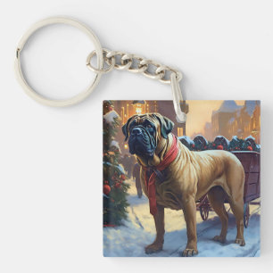 Bullmastiff Christmas Festive Season  Key Ring