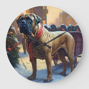 Bullmastiff Christmas Festive Season Large Clock