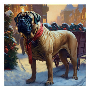 Bullmastiff Christmas Festive Season Poster