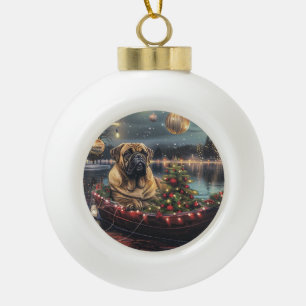Bullmastiff Christmas Festive Voyage Ceramic Ball Christmas Ornament