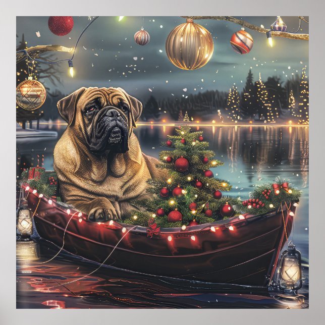 Bullmastiff Christmas Festive Voyage Poster (Front)