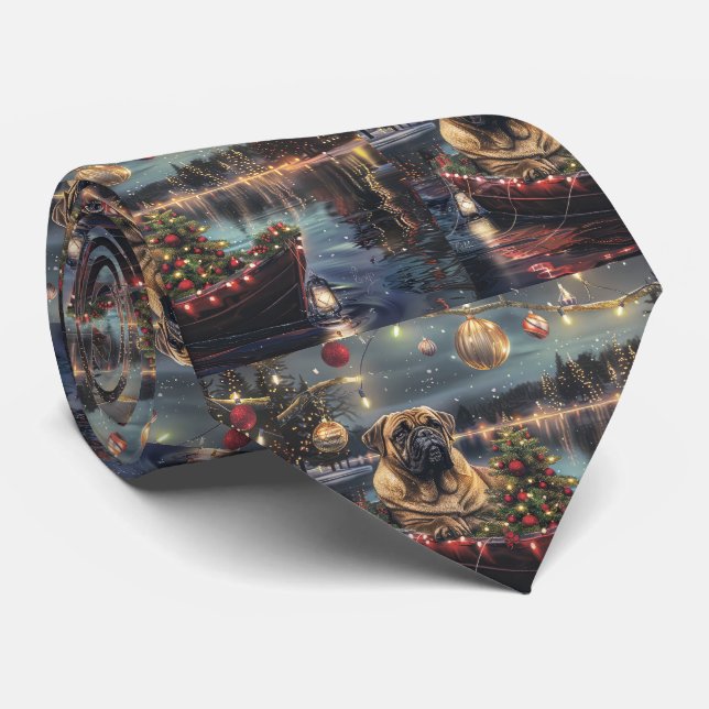 Bullmastiff Christmas Festive Voyage Tie (Rolled)