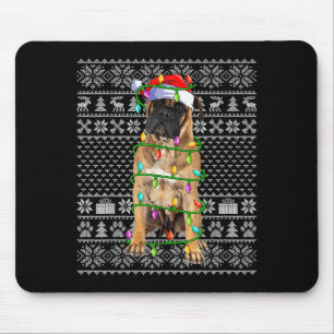 Bullmastiff Christmas Lights Ugly Sweater Funny Pe Mouse Pad