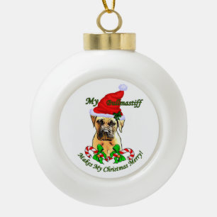 Bullmastiff Christmas Merry Ceramic Ball Christmas Ornament