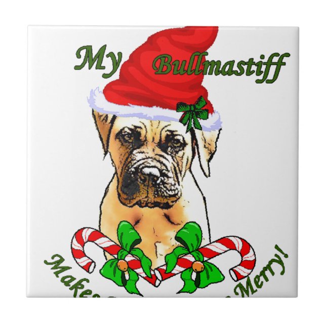 Bullmastiff Christmas Tile (Front)
