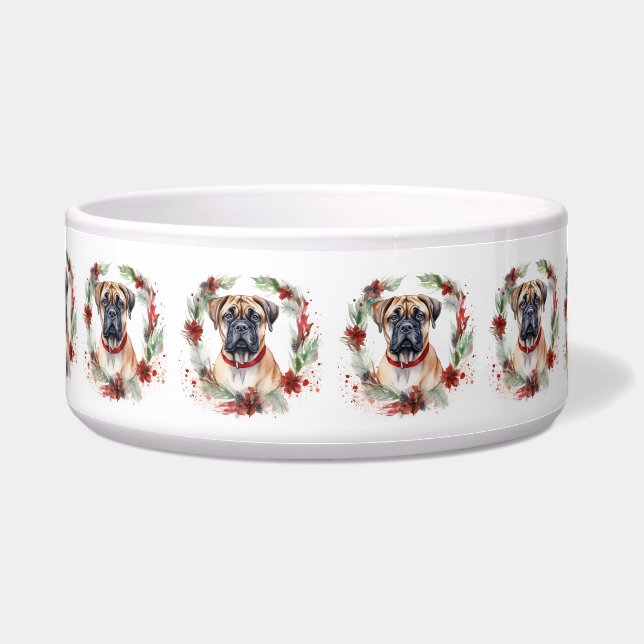 Bullmastiff Christmas Wreath Festive Pup  (Front)
